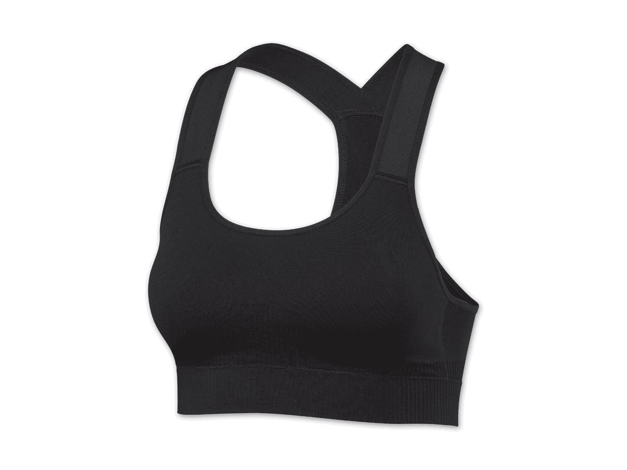 Schwarzer Sport-BH mit Racerback-Trägern