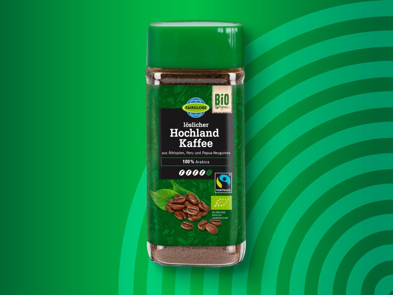 Gehe zu Vollbildansicht: Fairglobe Bio Fairtrade löslicher Kaffee, gefriergetrocknet - Bild 1