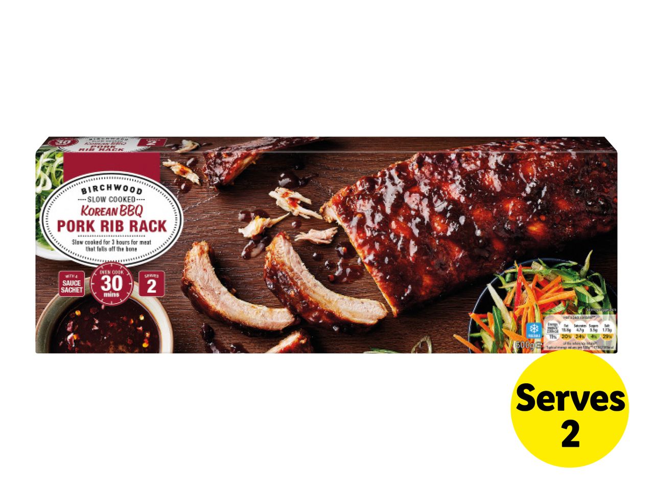 Birchwood Korean BBQ Pork Rib Rack, slow-cooked and serves 2.