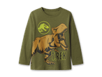 Grünes Kinder-Langarmshirt mit T-Rex-Motiv und Jurassic Park-Logo