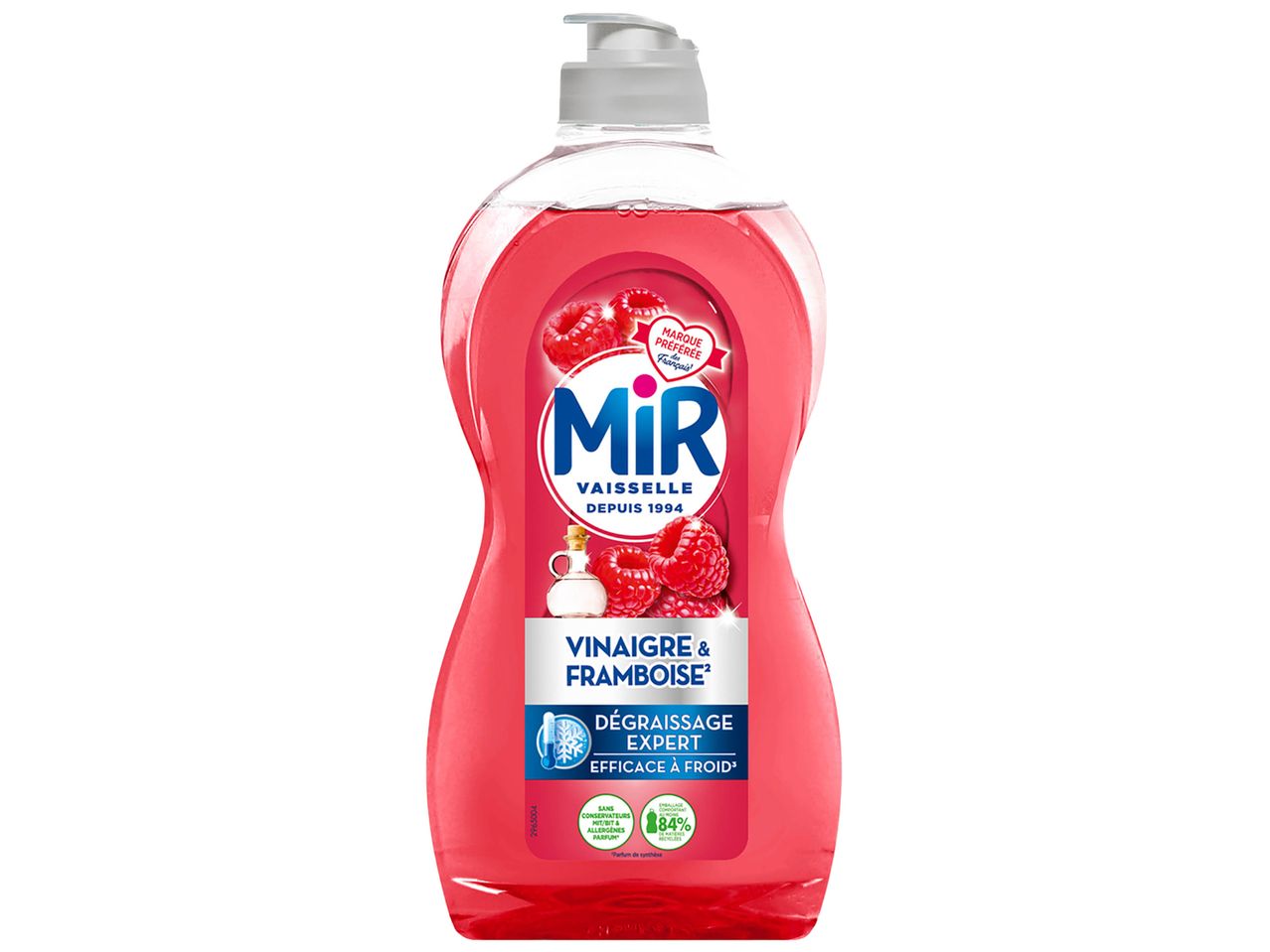 Liquide vaisselle Mir à la framboise.