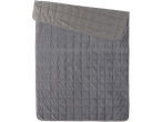 Gray quilted blanket with one smooth and one fluffy side.