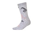 A single grey sock with black and pink text, featuring the word 'Peanuts'.