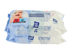 Dois pacotes com 80 toalhitas húmidas Sensitive para bebé.