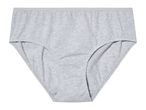 A pair of gray cotton women's underwear.