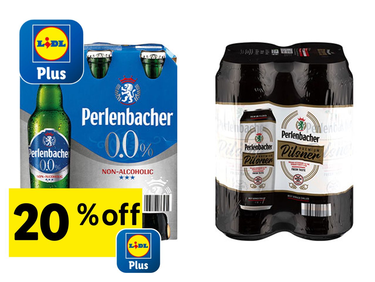 Lidl's 20% off deal on Perlenbacher 0.0% alcohol-free beer and another dark beer pack.