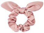 Różowe satynowe gumki do włosów z kokardką.