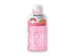 En kølet flaske Mogu Mogu lychee juice med nata de coco.