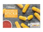 Mozzarella sticks with a chilli dip, showing nutritional information and a vegetarian label.