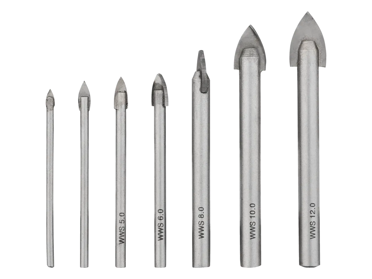 Set de burghie PARKSIDE pentru faianță, mărimi de la 3.0 la 12.0 mm.