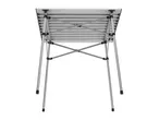Aluminum folding table viewed from below, showcasing its sturdy construction and compact design.