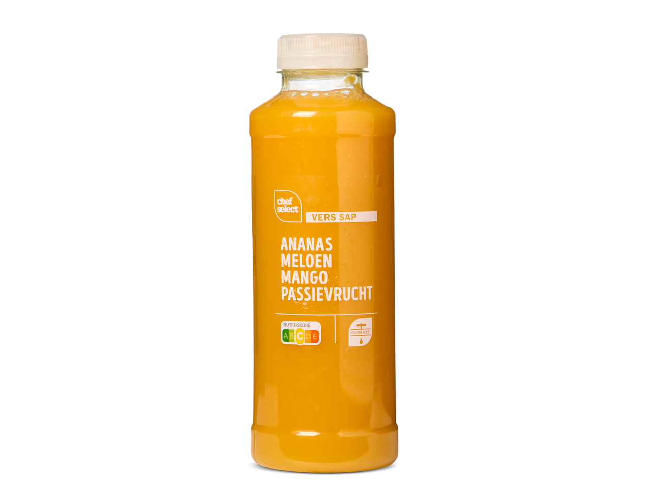Chef Select Ananas, Meloen, Mango, Passievruchtsap in plastic fles.