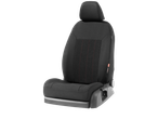 ULTIMATE SPEED car seat cover set, black, with red stitching and adjustment details.