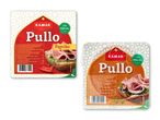 To pakker halal kyllingepålæg med paprika, der viser ernæringsoplysninger og serveringsforslag.