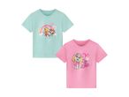 To børne-T-shirts: en lyseblå med Skye fra Paw Patrol og regnbue, og en lyserød med Skye og teksten 'One of a Kind'.