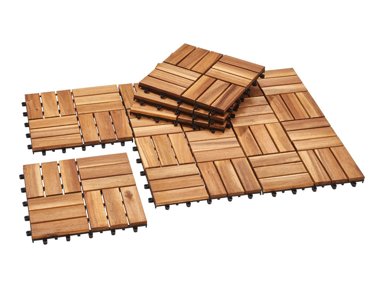 Go to full screen view: Livarno Home Wooden Decking Tiles - 9 Pack - Image 1