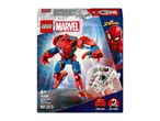 Toy box featuring a red and blue mech suit, a white anti-venom figure, and Spider-Man artwork.