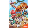 Conjunto de puzzles com personagens de cachorros e dinossauros do filme 'PAW PATROL THE DINO MOVIE'.