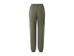 Olive green cuffed joggers.