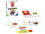 Level 8 Super Mario card game with cards featuring Mario characters and a score tracker.