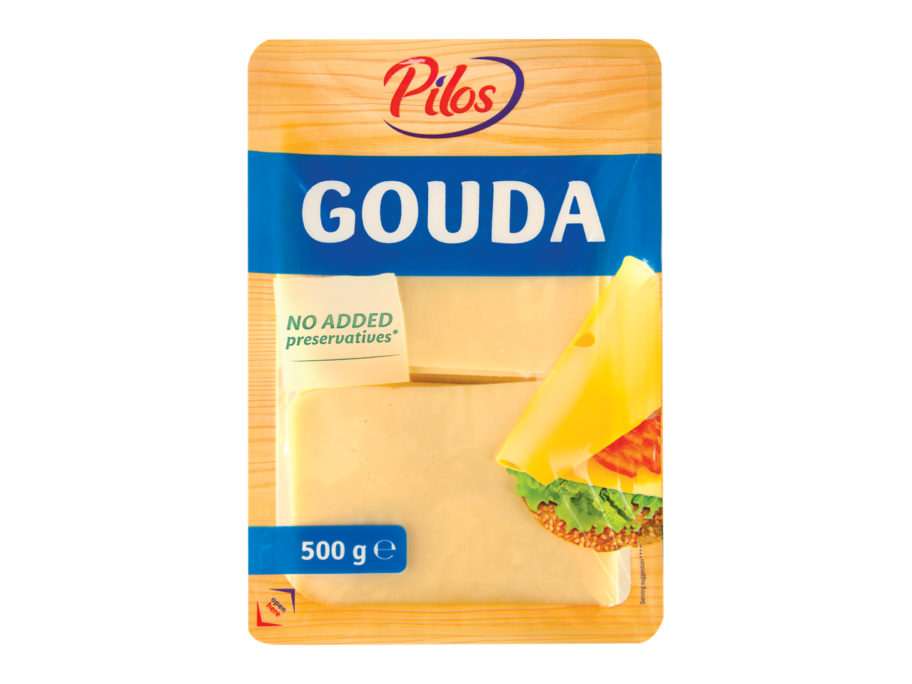 Brânză feliată Pilos Gouda, ambalaj de 500g