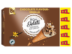 Bon Gelati XXL cones de sorvete de chocolate-baunilha, 8 unidades.