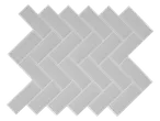 LIVARNO home self-adhesive wall tiles in a light gray herringbone pattern.