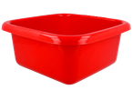 Red rectangular plastic basin for kitchen use