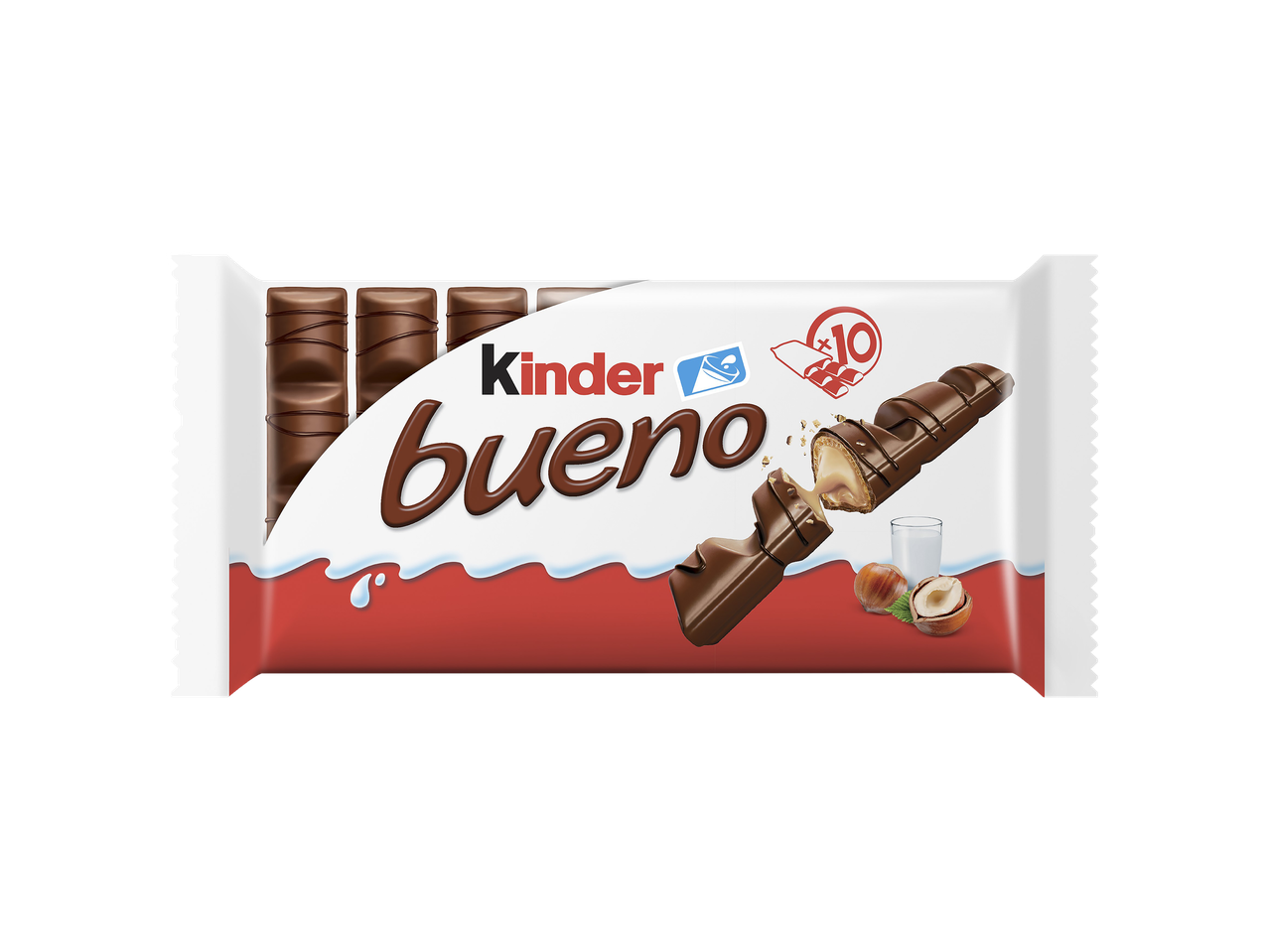 Barre chocolatée Kinder Bueno avec noisettes et lait