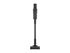 Black cordless stick vacuum cleaner with a power brush head.