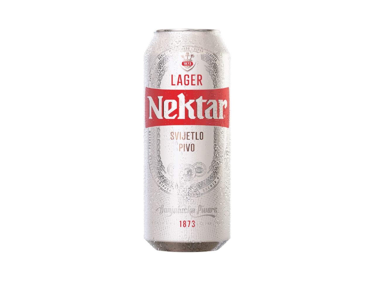 Hladna limenka Nektar svetlog piva.