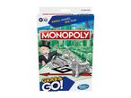 Monopoly Grab & Go board game box with Mr. Monopoly and game pieces.