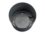 Top-down view of a dark grey plant pot with a drainage insert.