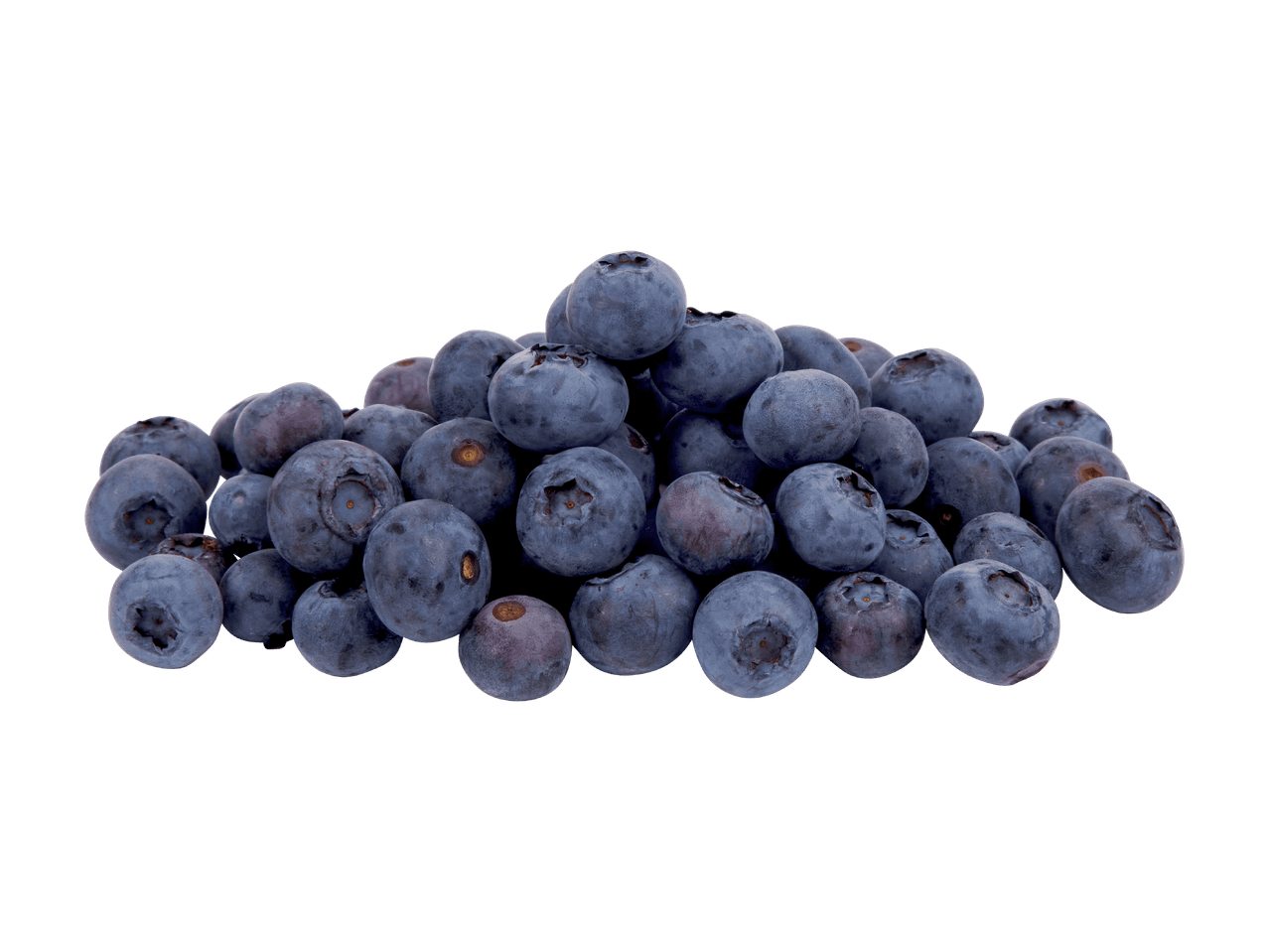 Ein Haufen frischer Heidelbeeren auf schwarzem Hintergrund.