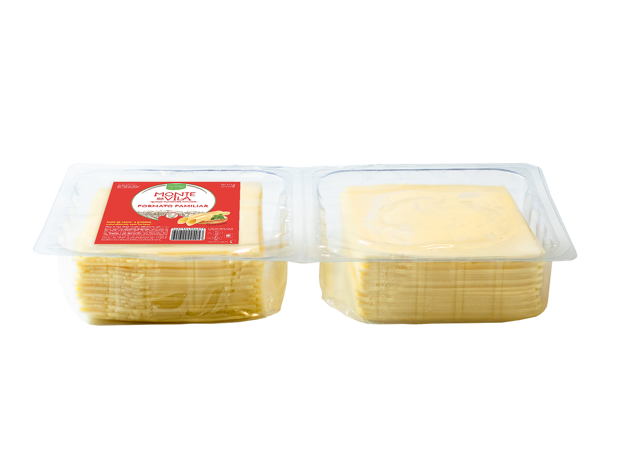 Fatias de queijo Flamengo Monte da Vila em embalagem familiar