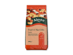 Frugt- og nøddeblanding med eksotiske frugter, nødder og bær, 200g, klar til snack.