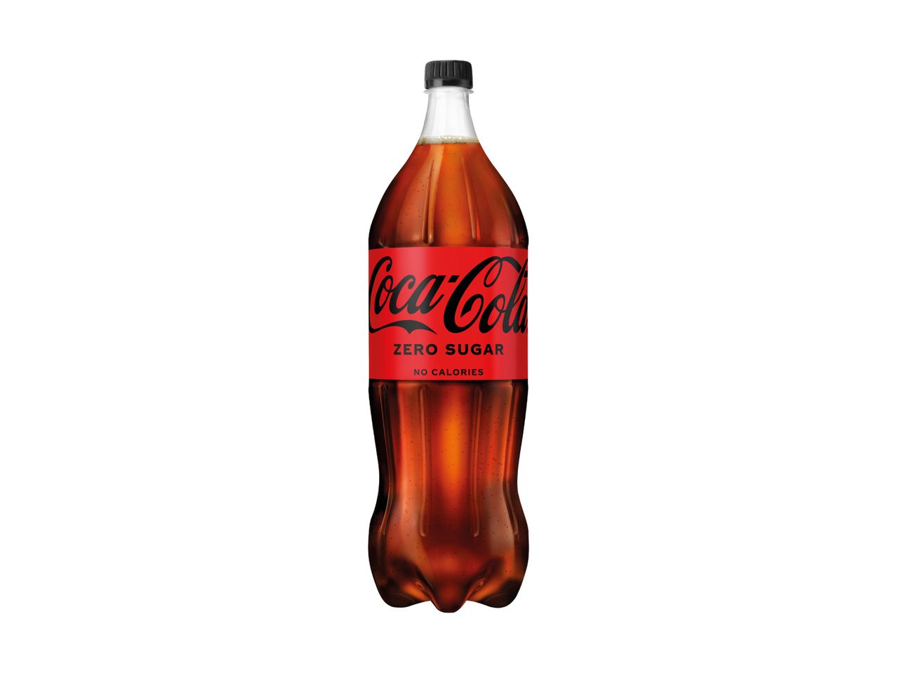 A 2-liter bottle of Coca-Cola Zero Sugar.