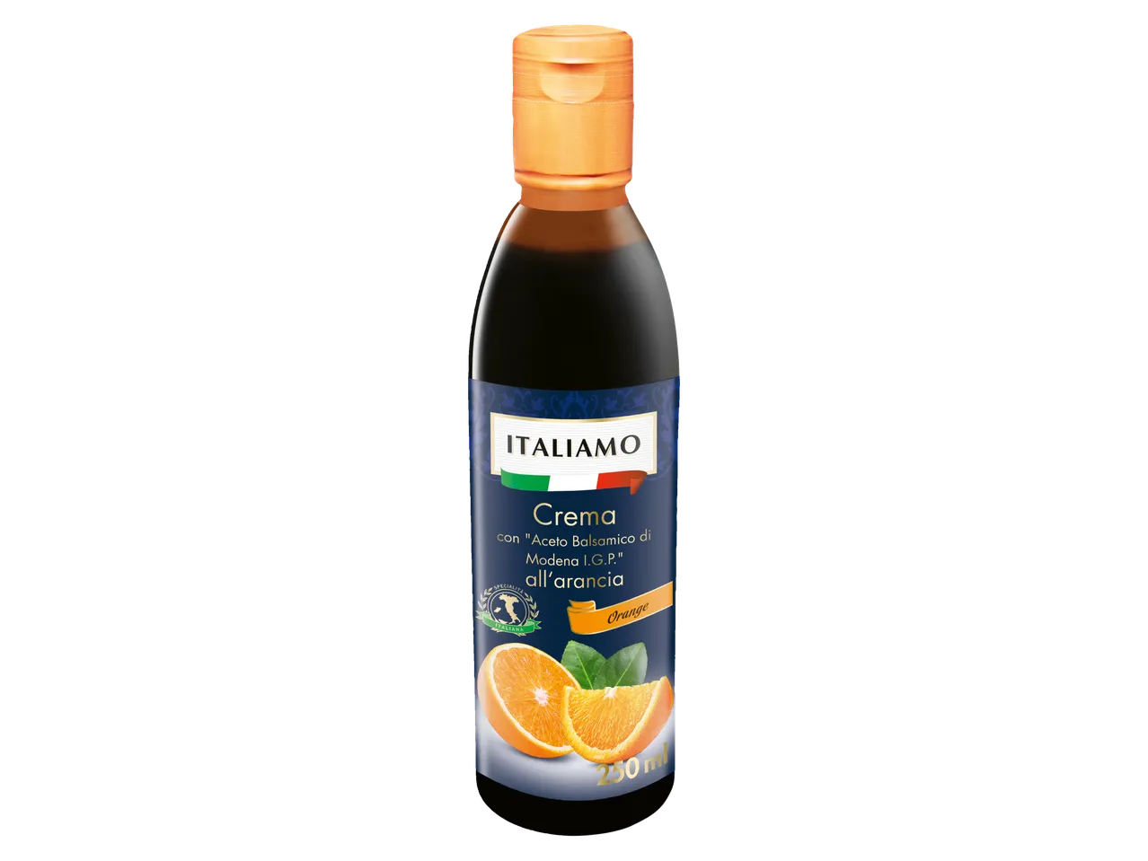 ITALIAMO Crema balsamicoazijn met sinaasappel, fles van 250 ml.