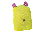 Capa de chuva amarela para mochila, com estampa de camuflagem.