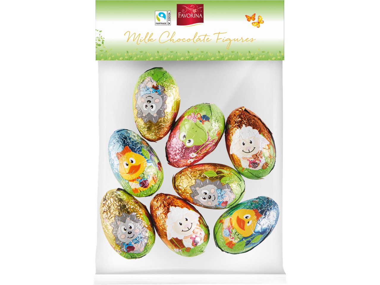 Фигурки от млечен шоколад Favorina, великденски яйца.