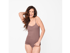 esmara® Ladies' Vest Tops: A smiling woman in a brown vest top and briefs.