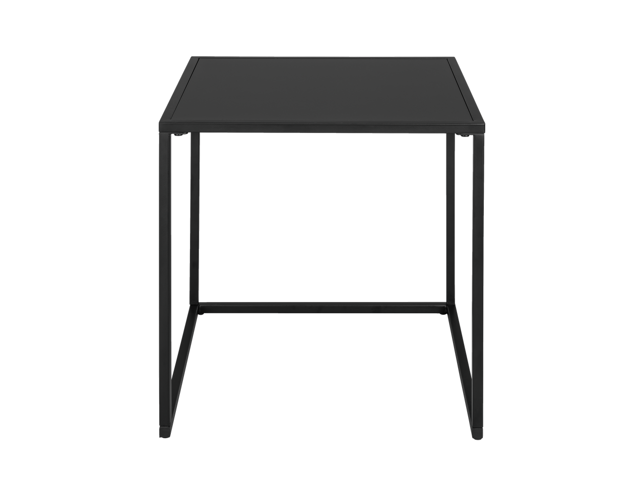 LIVARNO sānu galdiņu komplekts no melna metāla ar kvadrātveida virsmu.