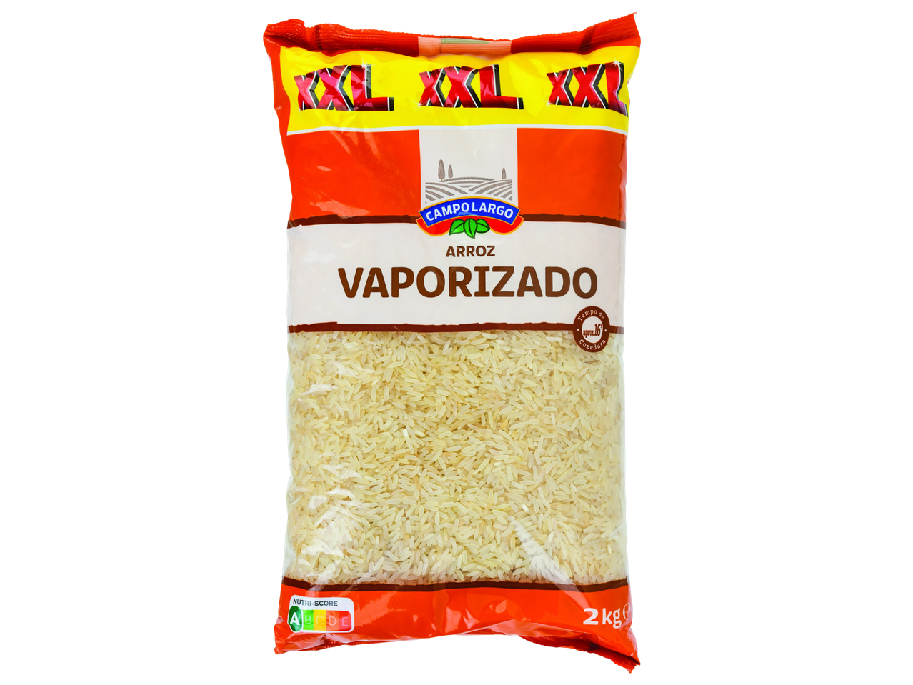 Saco de arroz vaporizado de 2 kg com Nutri-Score A.