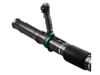 Black and green leaf blower with an ergonomic handle and tube.