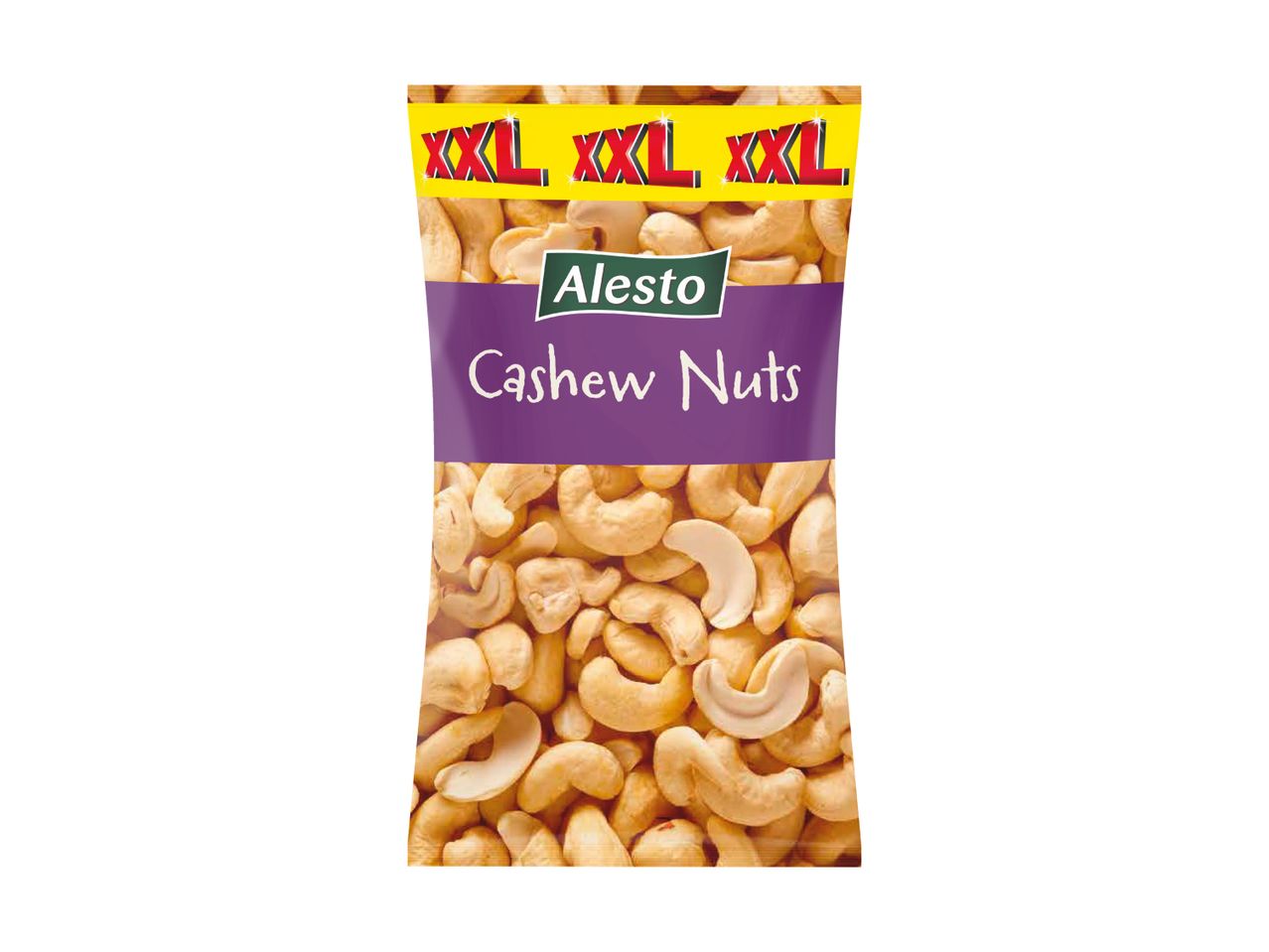 Eine Packung Alesto Cashewnüsse.