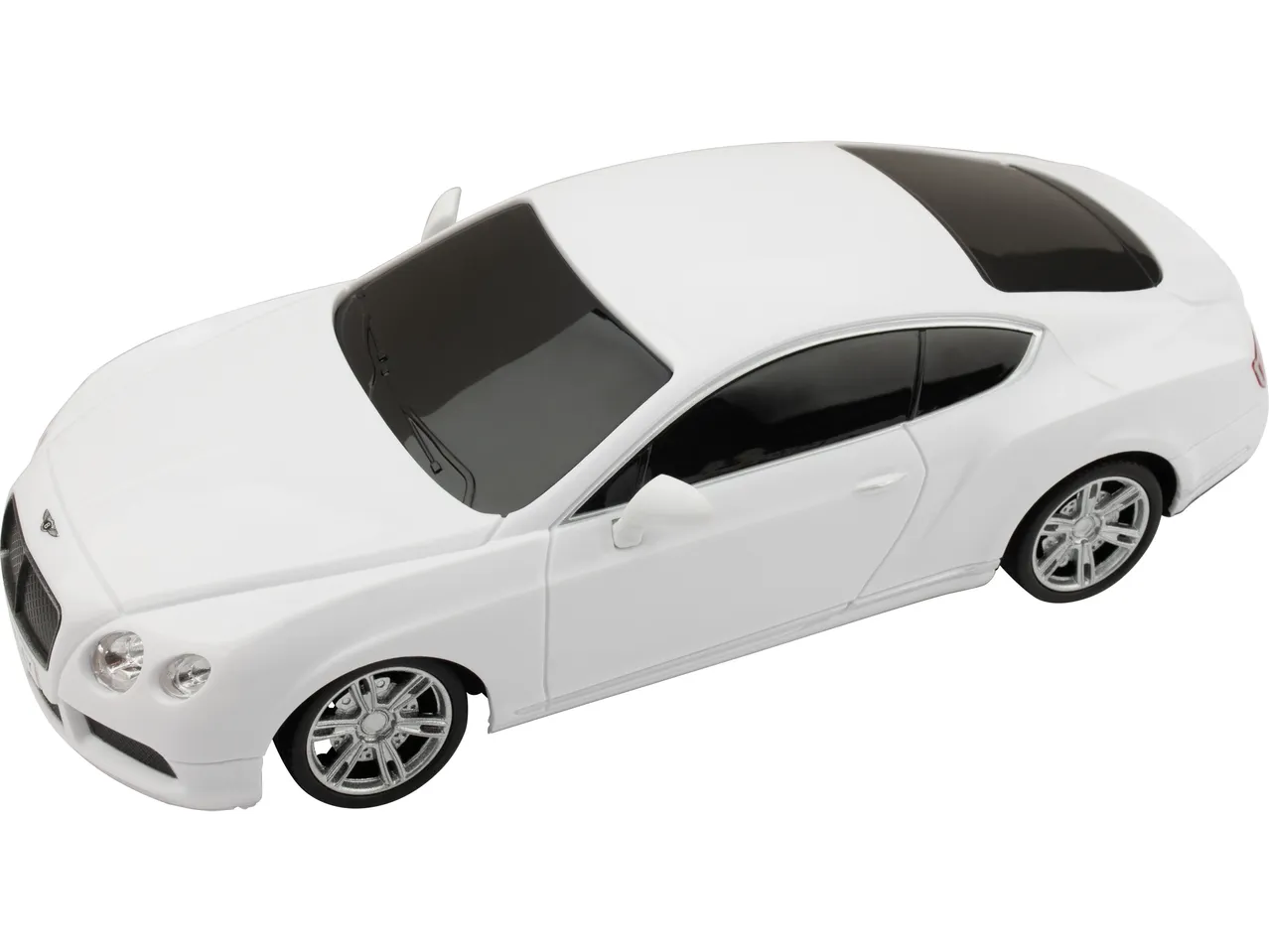 Baltas nuotoliniu būdu valdomas automobilis Bentley Continental GT.