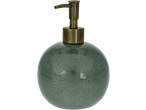 LIVARNO zeepdispenser in groen-grijs gespikkelde keramiek met bronzen pomp.