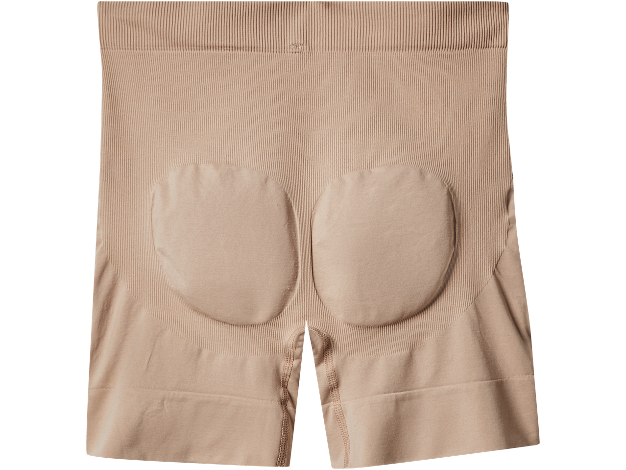 Calções modeladores cor de pele com almofadas para realçar as nádegas.