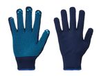 Paio di guanti da lavoro bicolore, blu scuro e blu chiaro con lineetta azzurra.