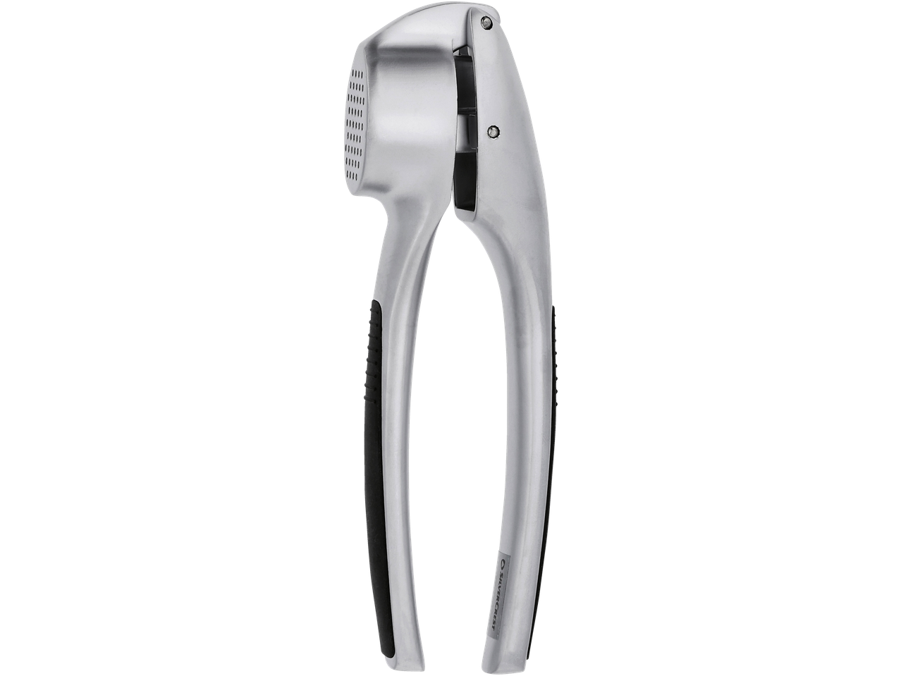 SILVERCREST® metalna presa za beli luk sa crnim ručkama.